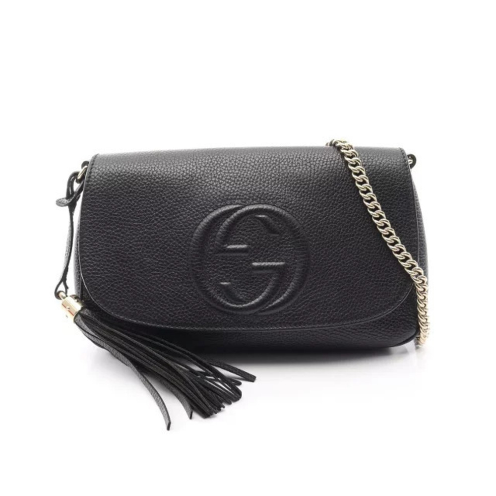Gucci Soho Interlocking G Shoulder Bag Leather Black